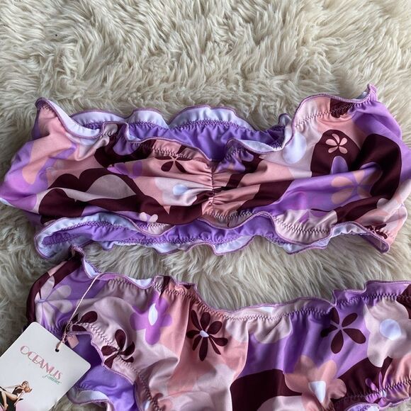 Oceanus Teresa Bikini in Purple Frill Color - Picture 4 of 8